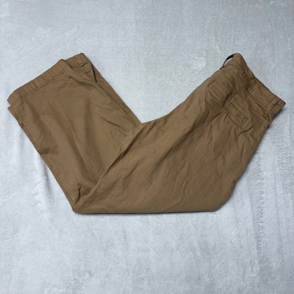 Ella Moss Brown Khaki Wide Leg Cropped Pants High Rise Stretch Trousers Size 8